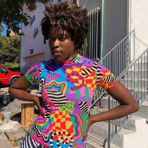 Nooworks Multicolor Abstract Short Sleeve Tee